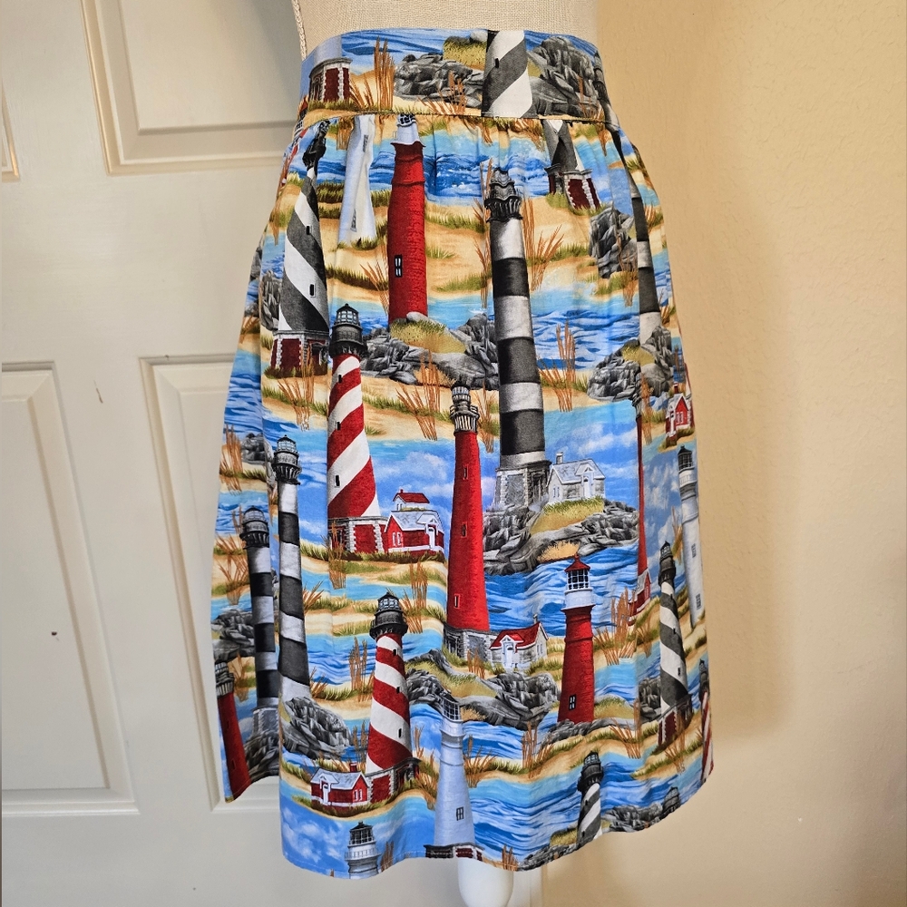 1X Retrolicious Scenic Lighthouse Print Skirt